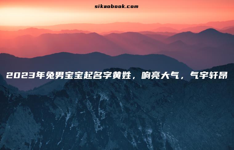 2023年兔男宝宝起名字黄姓，响亮大气，气宇轩昂