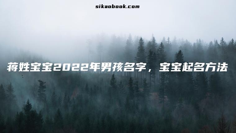 蒋姓宝宝2022年男孩名字，宝宝起名方法