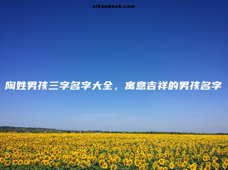 陶姓男孩三字名字大全，寓意吉祥的男孩名字