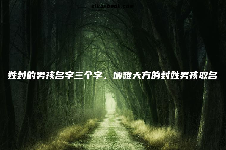 姓封的男孩名字三个字，儒雅大方的封姓男孩取名